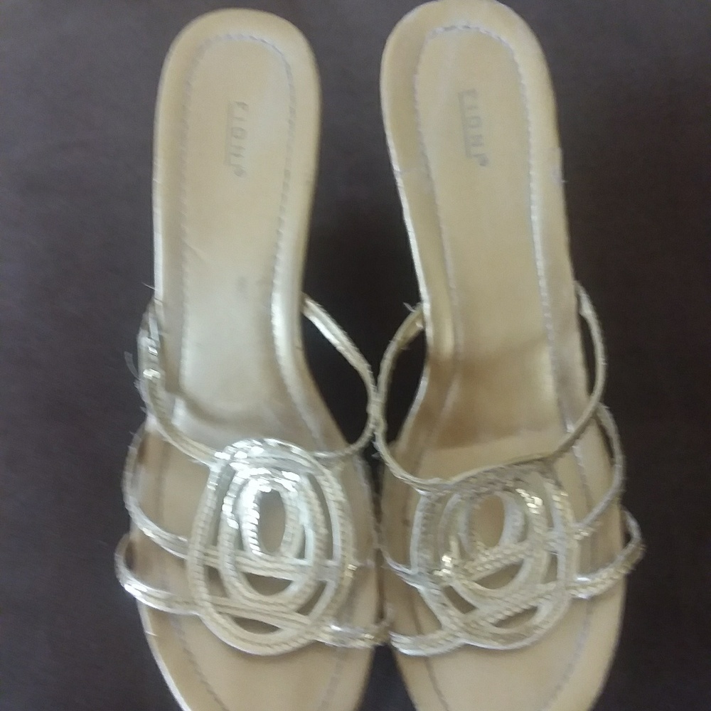 Gold high heeled sandals